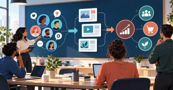 Editorial illustration for Engage content marketing article 4